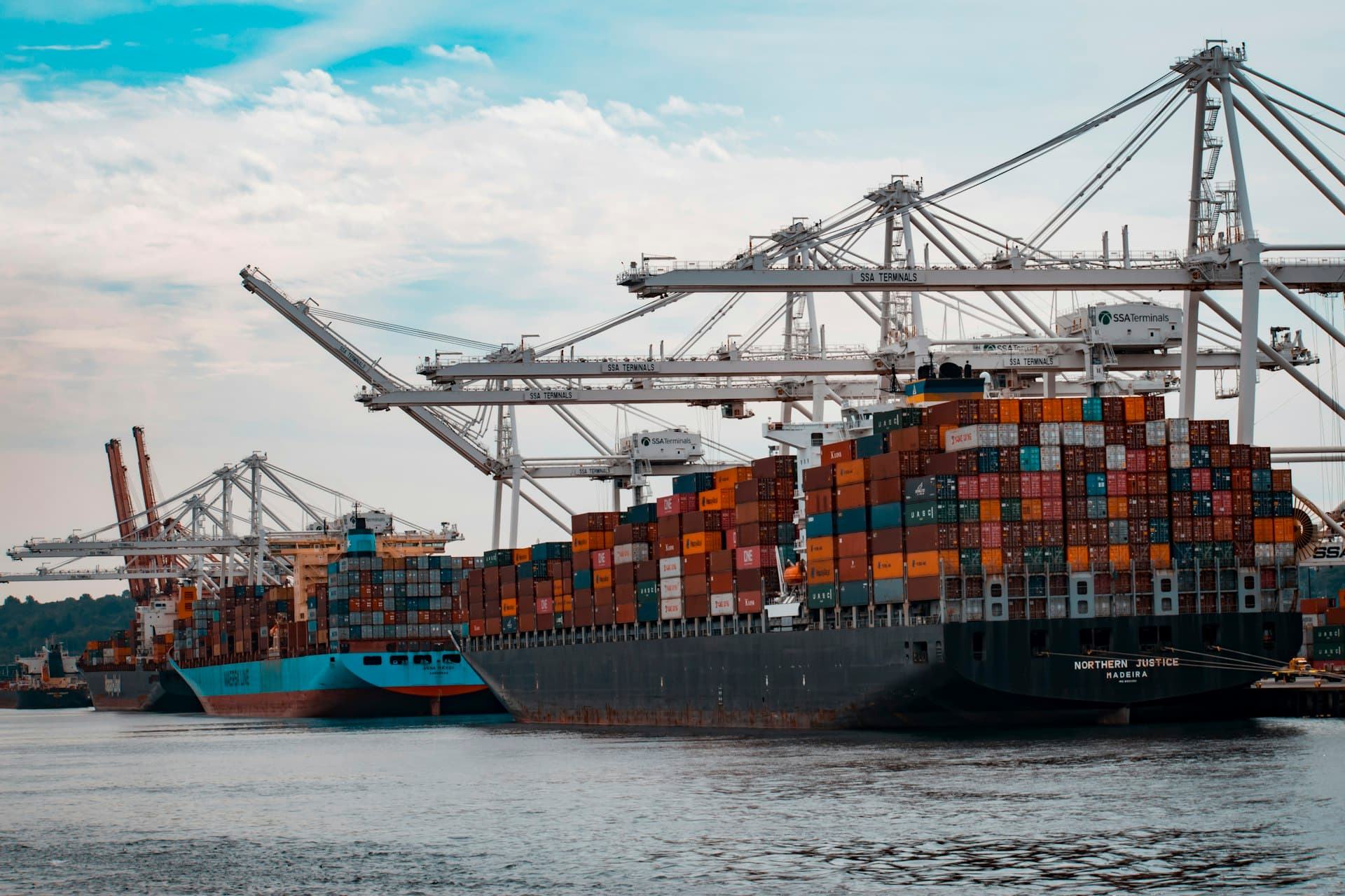 Shipping container terminal and breakbulk cargo handling area at a major commercial port